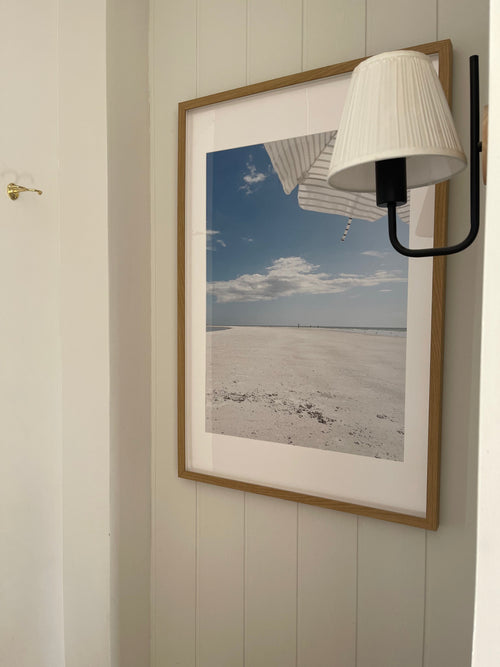 Grand cadre photo plage de Siesta Key, sable blanc et parasol