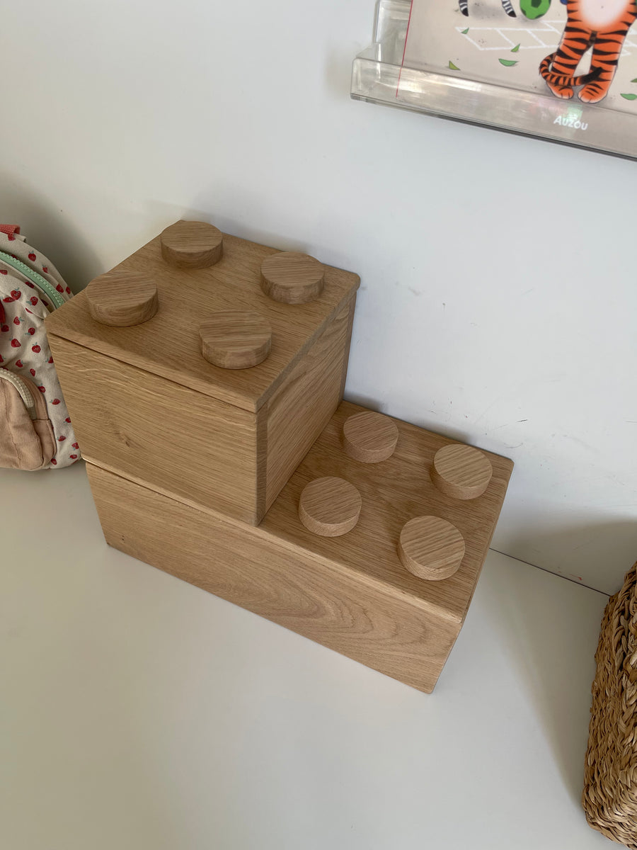 Boîte de rangement Brique en chêne massif – Fait main