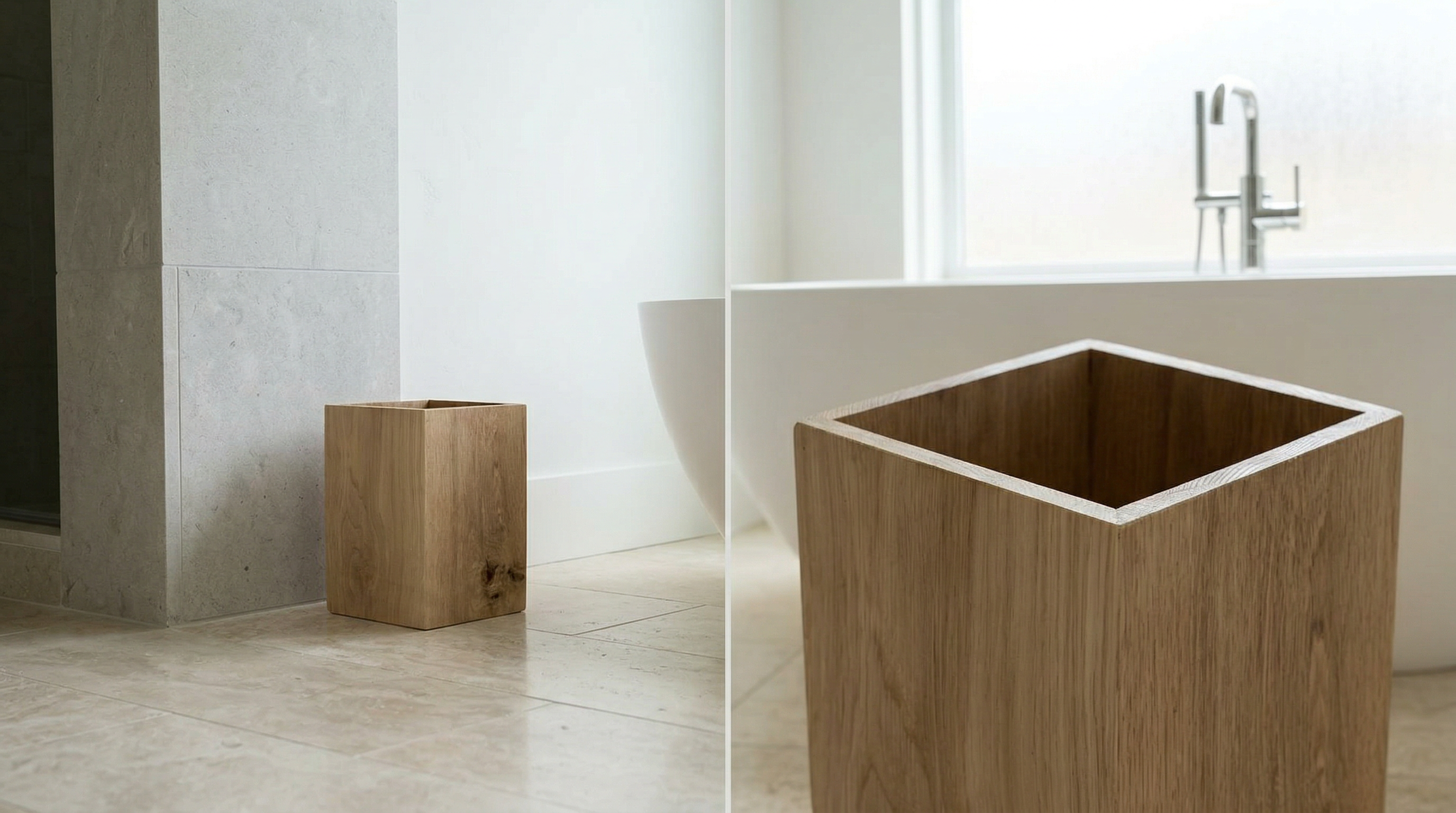 Corbeille à papier en chêne massif