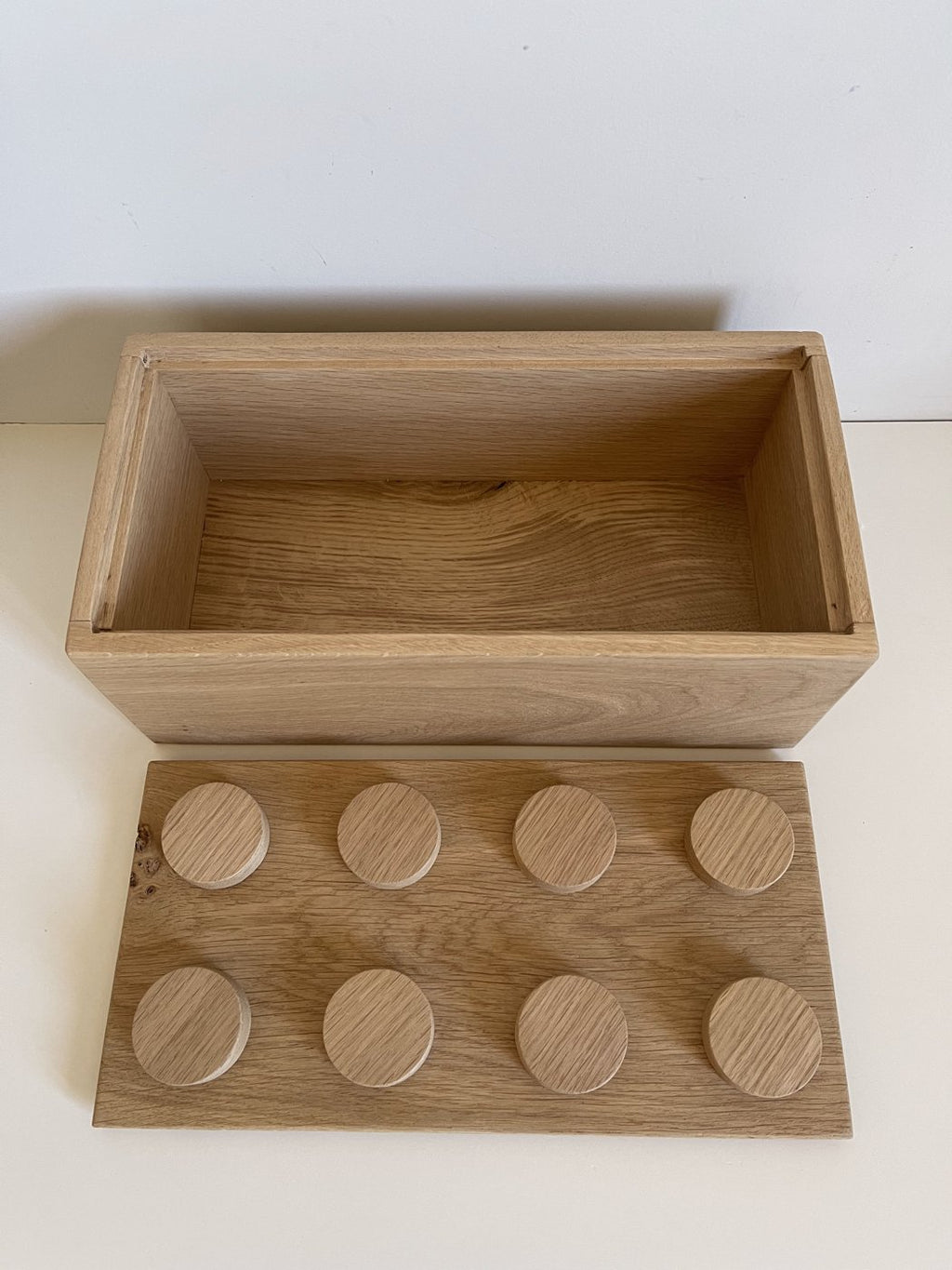 Solid Oak Building Brick Storage Box – Handmade