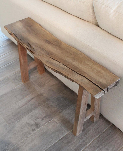 Banc en vieux chêne massif à bord naturel