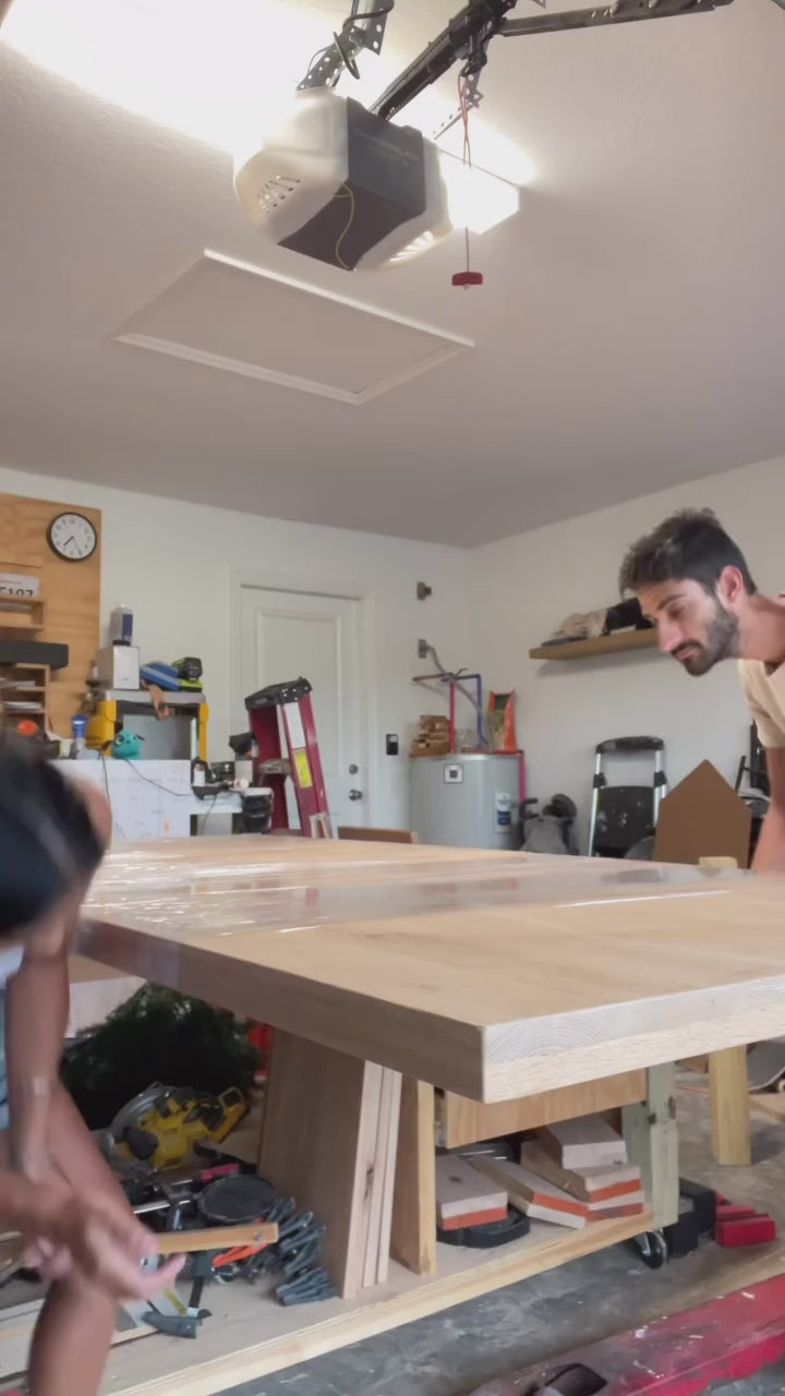 solid white oak dining table